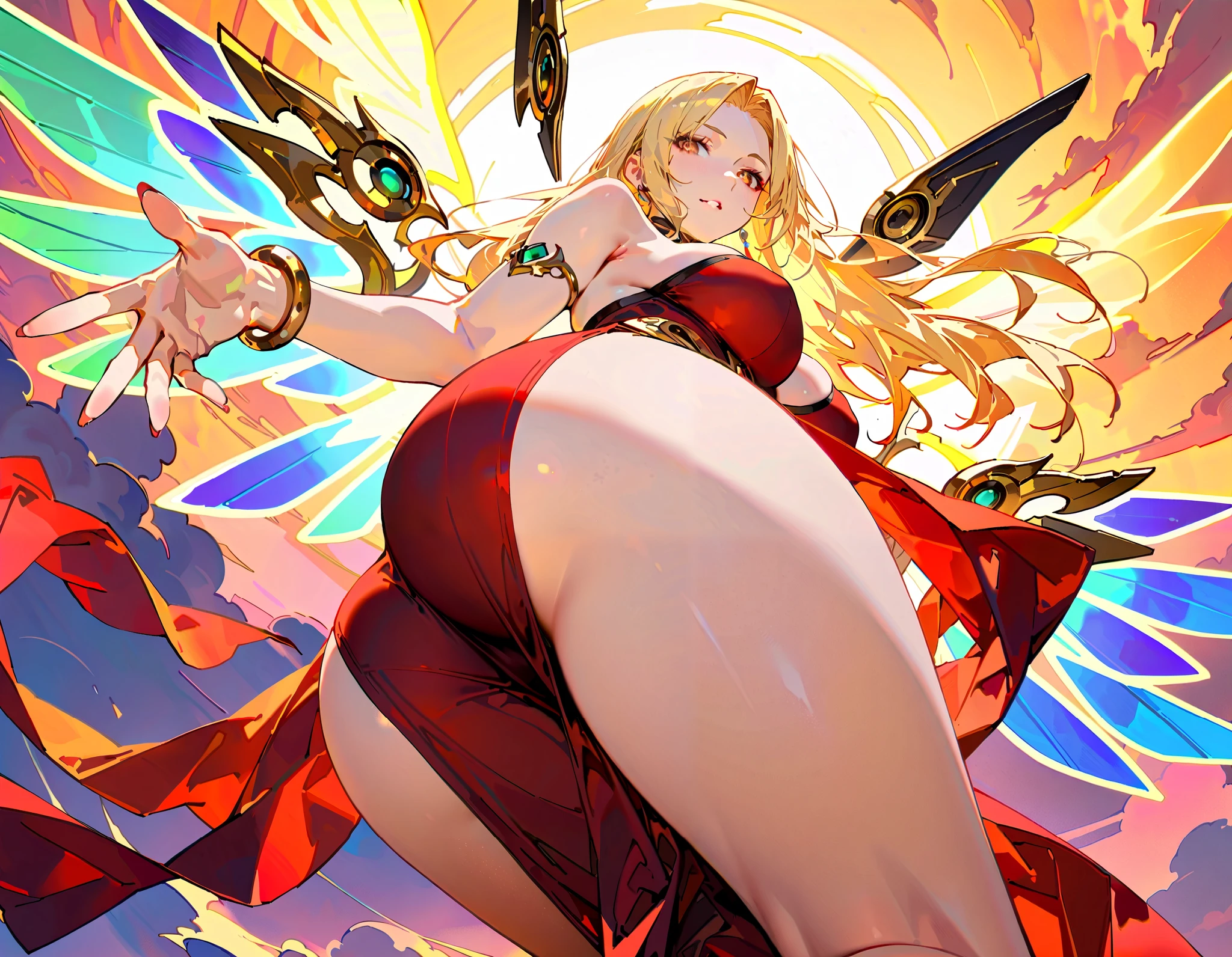 big butt, big breasts, high, yellow hair, black kimono, Nipples, vagina, masterpiece, Great quality, correct anatomy, correct body proportions, one woman