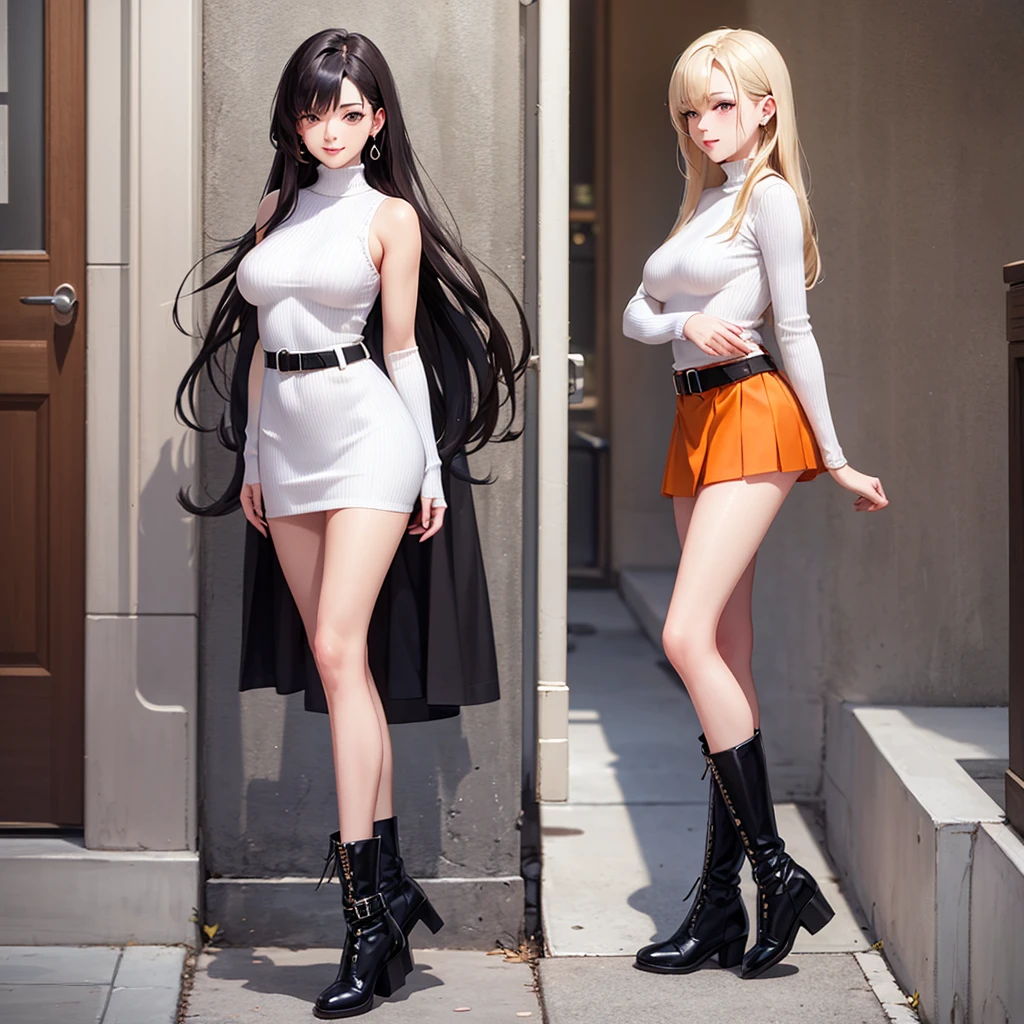 Sexy long legs，HD face，largeeyes，二重まぶた，Bandeau，Superskirt，Positive sister，Long hair is charming，navel