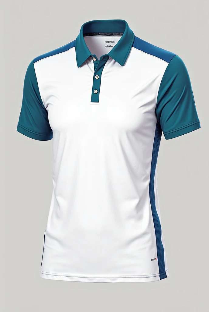 Make a uniform for a technology sales company, with light blue and white colors, Also, it should be a simple design and only the shirt on both sides.