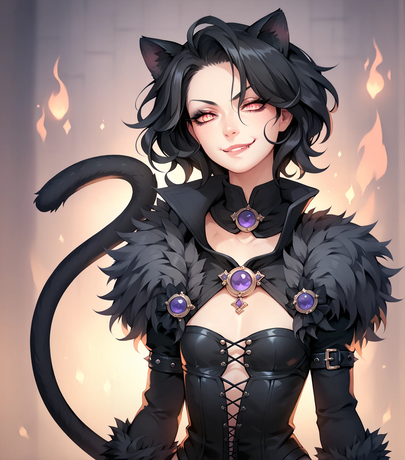 ((masterpiece,best quality)), absurdres,
<lora:Hop_DB:0.7>, Hop_DB, red claw,  cat tail, 
solo, smiling, looking at viewer, cowboy shot, 
cinematic composition, dynamic pose,