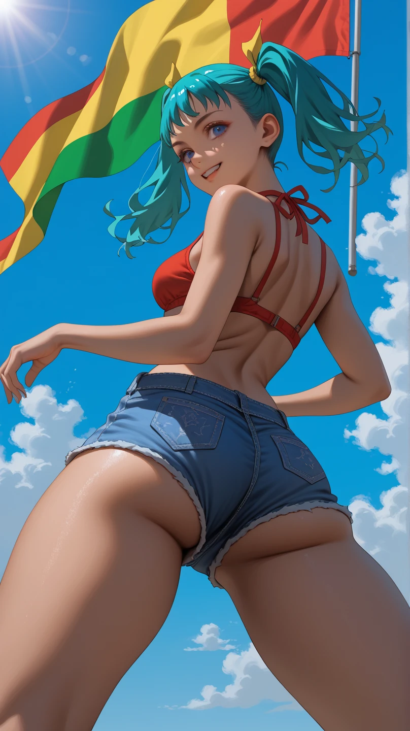 POV: sexy cute beautiful Riley Reid in a hot carnival in Brazil, (((huge ass))), (slim thick), (skinny), ((ultra-detailed)), (photorealistic), 8k, (curvy accentuated body), ((ponytail hair)), smiling, in the street, (((bodypaint Brazil flag)))