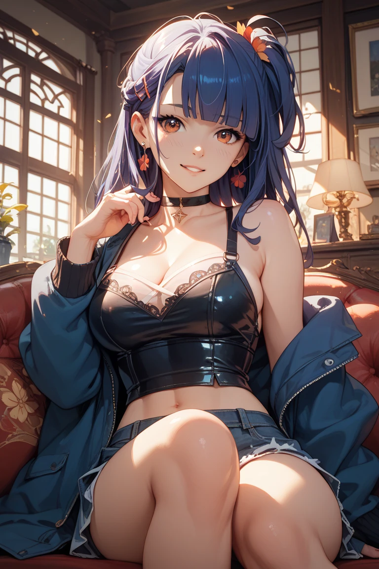 (top-quality,High resolution,(Ultra high definition,4K), (Ultra High Resolution,8K),masutepiece:1.2), (Perfect Anatomy,Anatomically accurate), (Angle from above), (Soft lighting, 光线追踪), (Two cute high school girls), (Put your hands on your face), ((Sitting on a sofa in the lobby of a luxury hotel and opening your legs)), (stylish formal dress), cleavage of the breast, (Red lace panties), (Crisp double eyelids), (fascinated expression),(Large breasts:1.3), NSFW,(Soft skin), (Photorealistic), (Glowing skin), (multicolored hair)