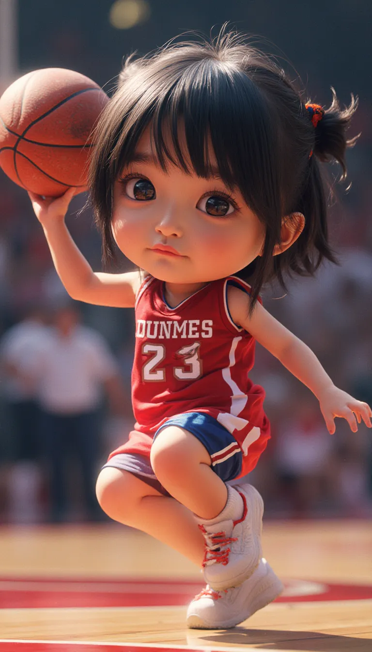 バスケットボールする少女
