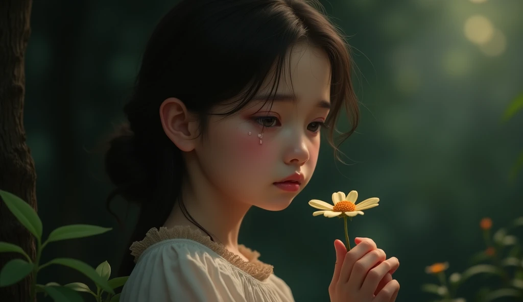 A boy with a hooded sweater and a flower in his hand