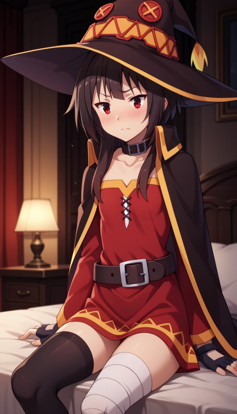 NSFW、(Masterpiece, highest quality: 1.2), (High resolution: 1.1), (highest quality), Megumin、((pussy))、(((Nipple masturbation)))、(((Love juice)))、(((Sweat)))、(((Sweat染み)))、(((Body odor)))