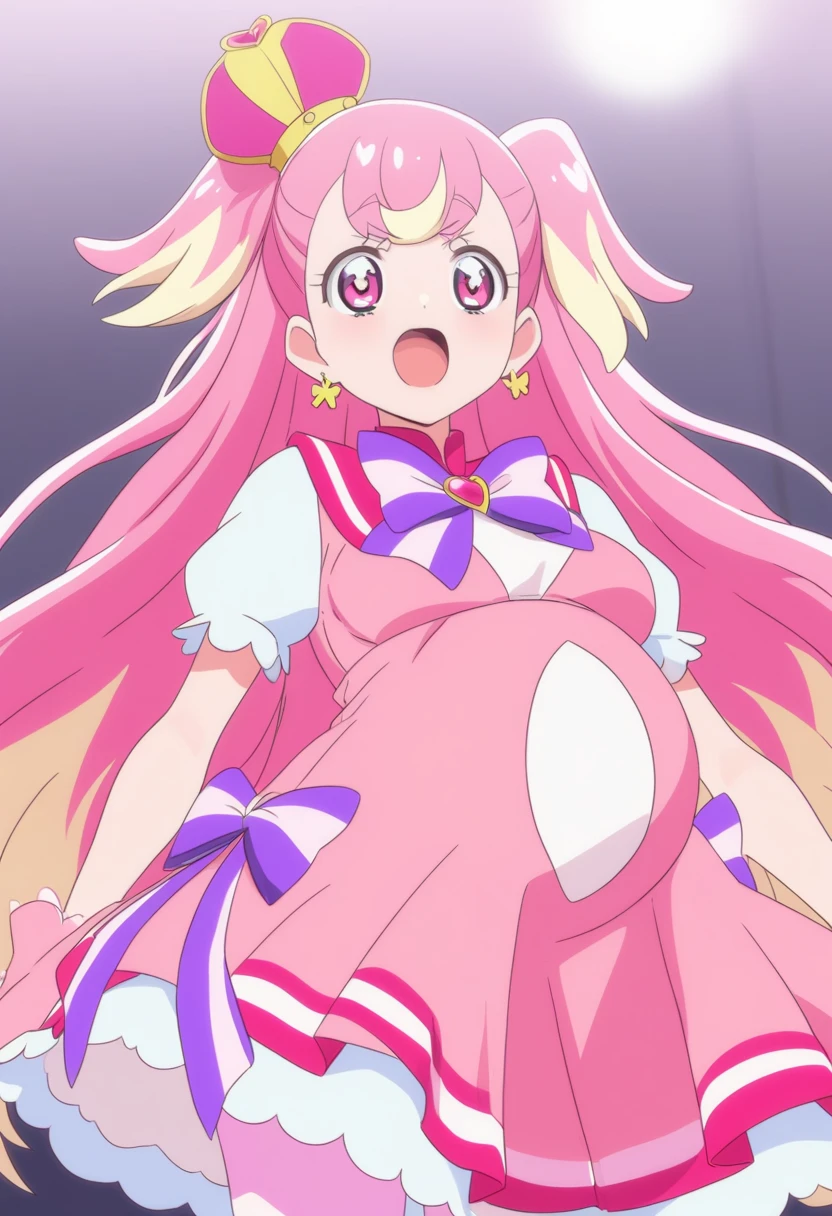 cureselene, precure, score_9, score_8_up, score_7_up,anime screencap, source_anime,1girl, solo, open mouth,outdoors,park,looking at viewer,Closed eyes, face of pain, Lie down on back the floor ) (Close your eyes) (It hurts a lot 1.7),Defeated,Damage,exploding clothes,revealing clothes, revealing,scared,panicking,screaming,raised eyebrows,crying,tears,half-closed eyes,sweat,sweatdrop,BREAK bdsm,bound,restrained,(((too many tentacles, tentacles,bound by tentacles, bound neck by tentacles,midair,