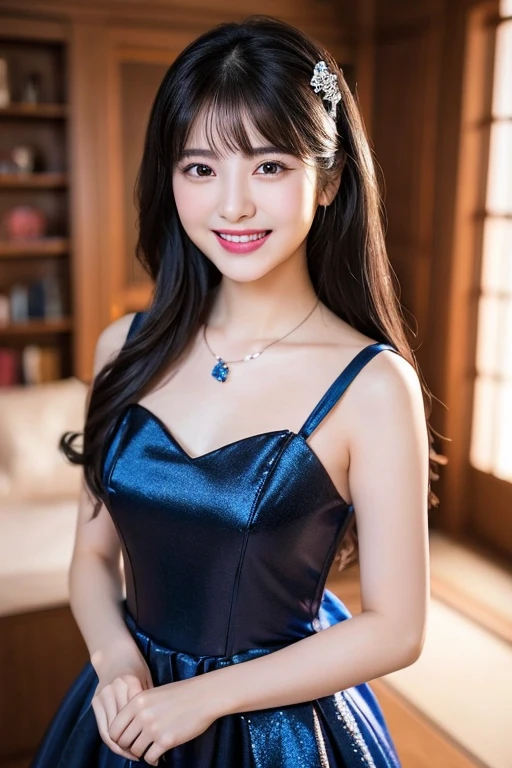 sexy cheongsam best image quality realistic skin 10teenage girl cute emphasize the chest smile laughter long hair black hair