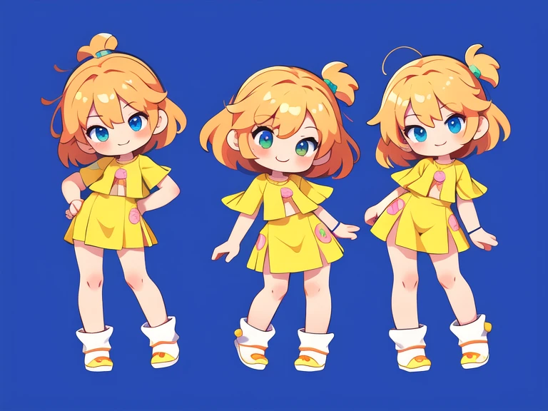three-view drawing enerate three views, namely the frontview,side and back view，vectorial art, Color graffiti illustration, Cute and cheerful little girl with umbrella, are in the center, Bright colors, Paint splashes and stains, Adobe illustrator, High detail, white backgrounid