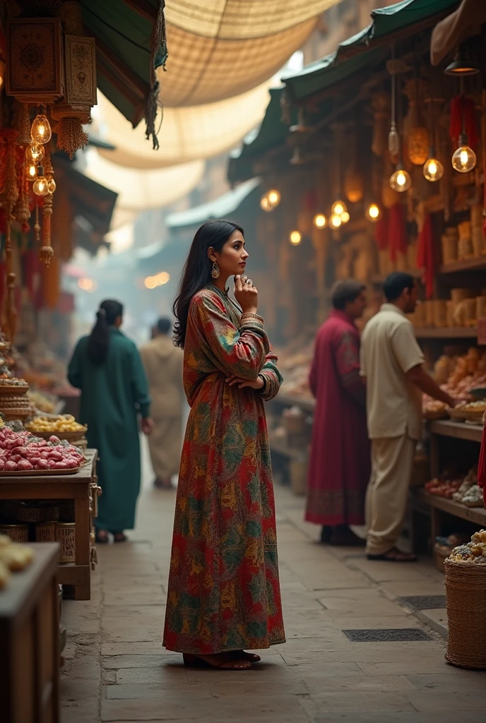 Arab Woman in a Spice Market
Describe an Arab woman exploring a spice market, mentioning the aromas, sounds, and vibrant colors.