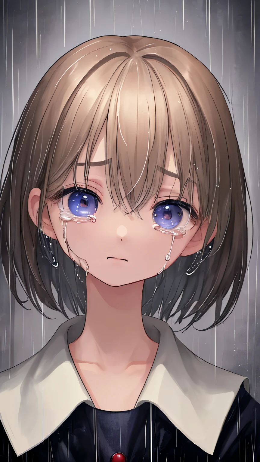 masutepiece, Best Quality,8K resolution,Realistic,, 1 girl, Crying, Girl wiping glass