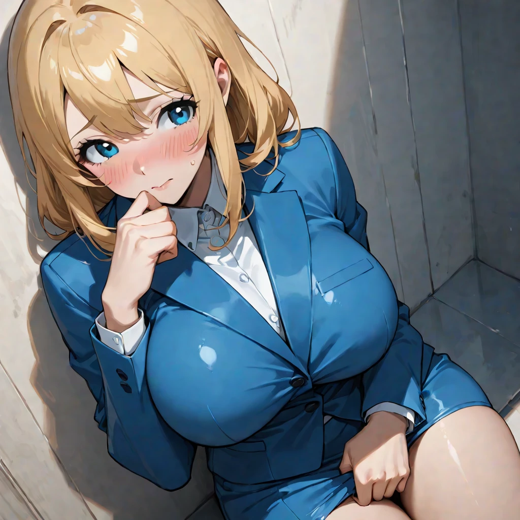 A strong woman sitting at a bus stop, anime, personagem de anime,anime, Retro Style Anime, 1garota, rosto angelical, focada no desenho, olhos azuis detalhados, olhos perfeitos, anatomicamente corrigido, vizualizador acima, primeira pessoa , reflexo nos olhos, pele oleosa, cabelo curto, cabelo loiros brilhantes, corpo musculoso, hand on cheek