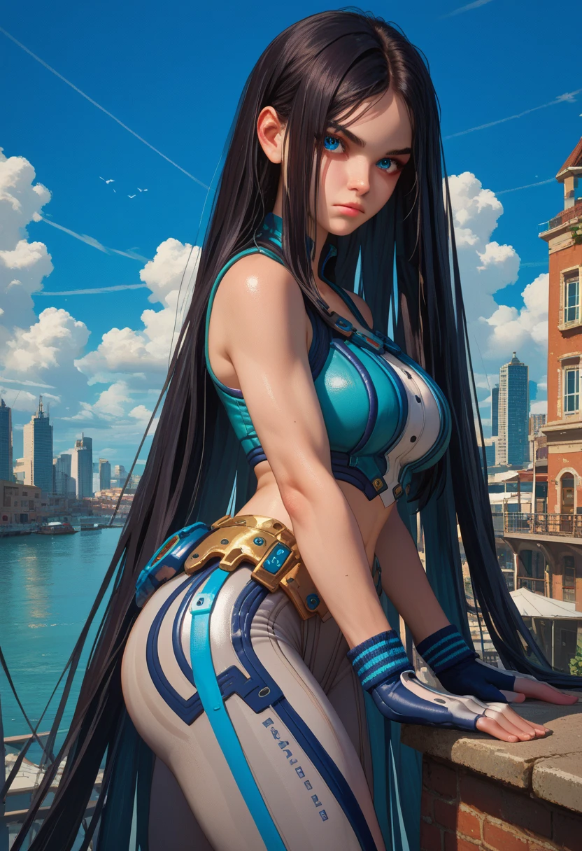 (ultra realistic,32k, masterpiece:1.2),(high detailed skin:1.1),( high quality:1.1),
<lora:MimoriTougouHeroSuit:0.8>(smile , v-shaped eyebrows:1.1),(eyeliner,long lashes, mascara:1.1),MimoriTougouHeroSuit, long hair,black hair, headpiece, turquoise eyes, MimoriTougouHeroSuit, long hair, headpiece, detached collar, bodysuit, bare shoulders, detached sleeves, gloves,destroyed collapsed explosions galactic trading port, diverse alien species, bustling markets, interplanetary commerce (blurry background:1.2),,(from behind,thick ass, looking at viewer, standing,:1.1), backless dress,, huge breast,large breast,<lora:add_detail:0.99>,full body,
(dense light rays:1.1),