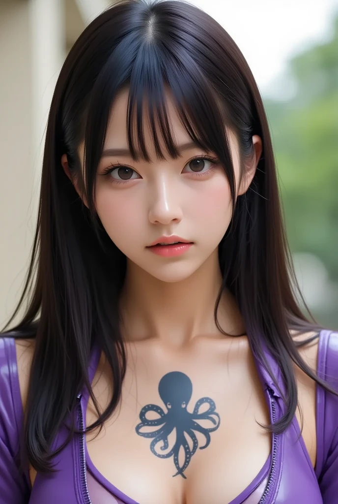 Anime-style woman, thin, thin, whole body, Full of tattoos, Lots of earrings, Beautiful and shiny hair, Rainbow Eyes, Slanted Eyes, Wavy Hair, Kind and charming, Expose your shoulders, Delicate and sexy collarbone, Attractive oval face, double eyelid, Pink Lips, Small Nose, Concentrated face, Ultra-high resolution, Very detailed, Graceful posture, Nice, ultra-thin, Tribal tattoo body paint, Glowing Skin, Realistic Background, sunlight