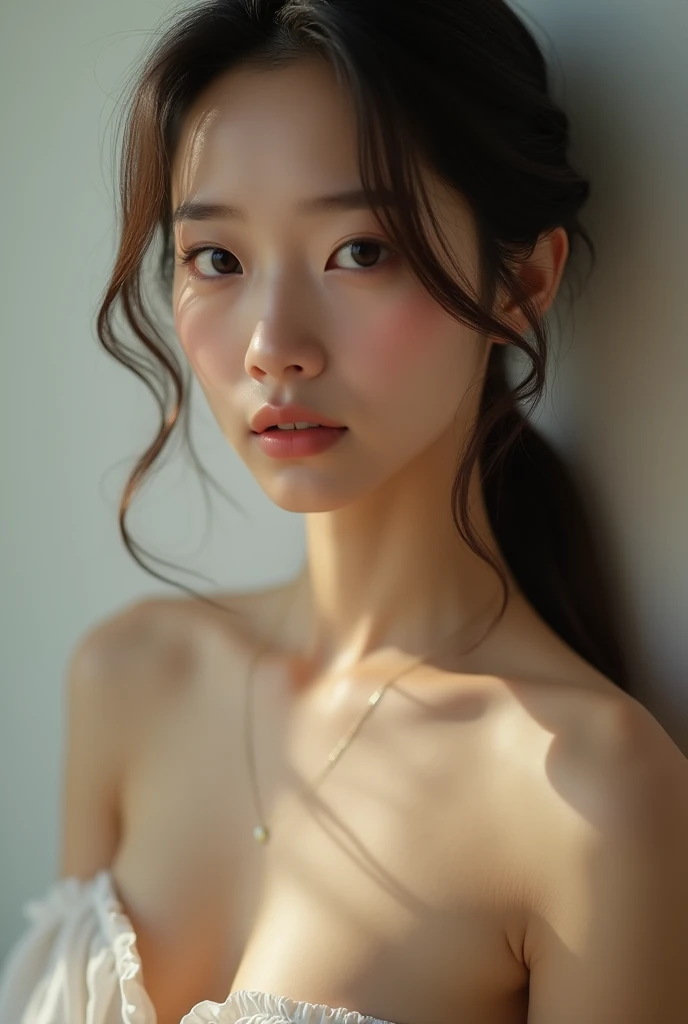 Beautiful Asian Japanese girl, fair skin, naked, no clothes.