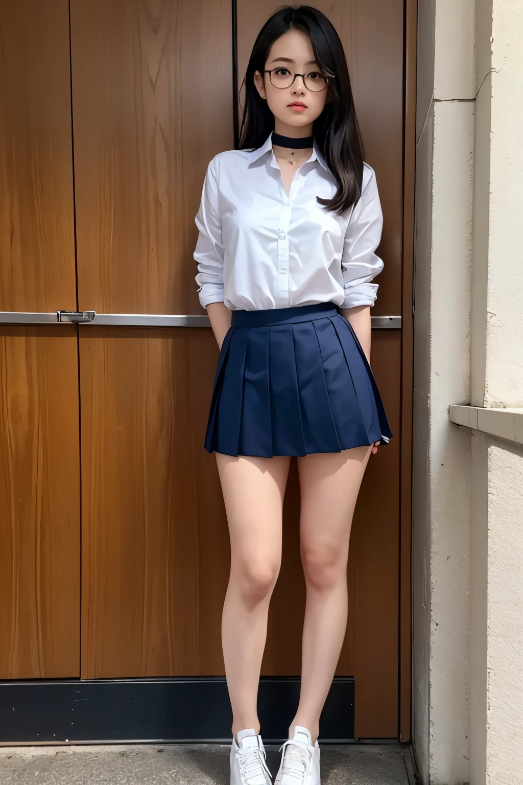 Absurd, High resolution,, One girl, cute,mini skirt, (skirt lift:1.3), (from bottom:1.3)