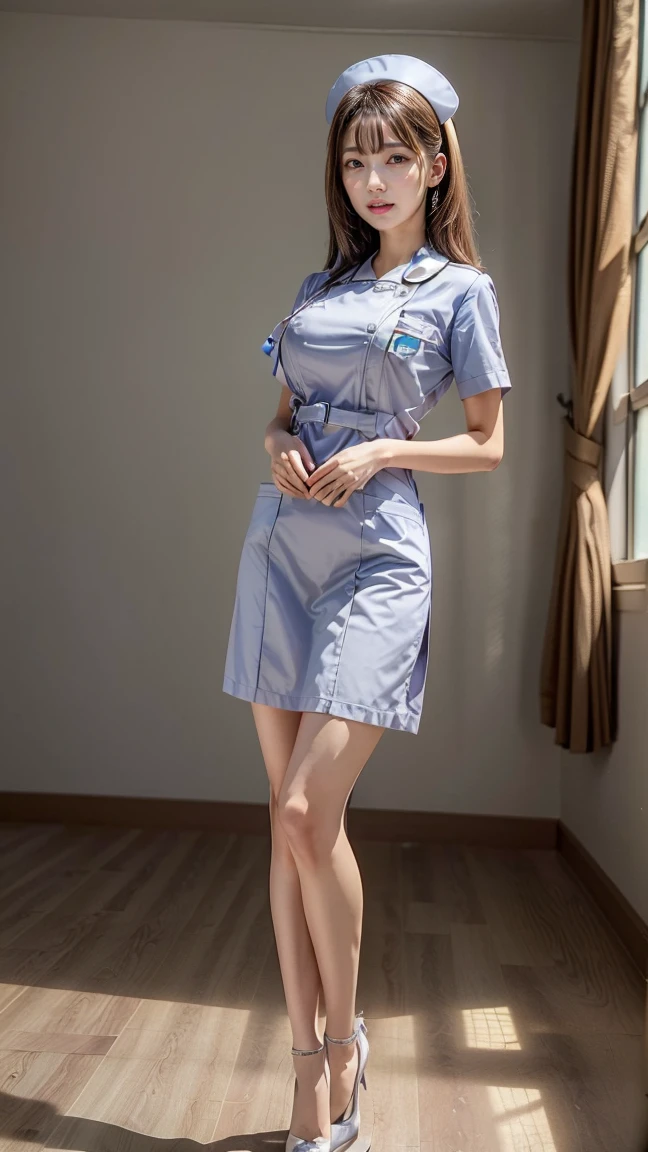 (((Nurse uniform), (White Pantyhose), (Shiny costumes))), skindentation, skinny, alone, 1 female, masterpiece, Highest quality, Highest quality, 16K, Unbelievably absurd, Very detailed, 2.5D, AI-generated, delicate and dynamic, Very delicate look, Delicate eye depiction, erotic, only sexy woman, ((Cute and gentle face)), Healthy body shape, ((25-year-old woman)), Height: 160cm, Medium firmness and swaying bust, blush, Sweat,Embarrassing,sexy, ((Thin thighs)), (Camel Toe:0.7), (Nipples are visible:0.3), (Erect nipples,:0.7), Shiny, Facing directly at the viewer, (((In the heat))), ((Oily_skin)), ((Dutch Angle)), ((erotic pose)), ((Wankeen)), latex,