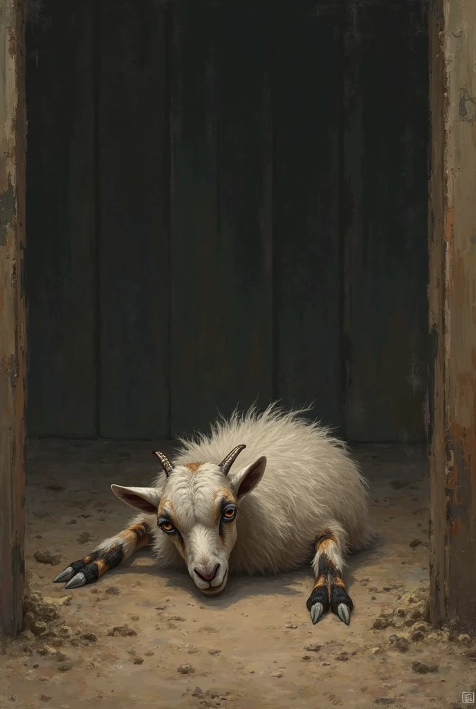 Some sick calf pic sitting on floor 