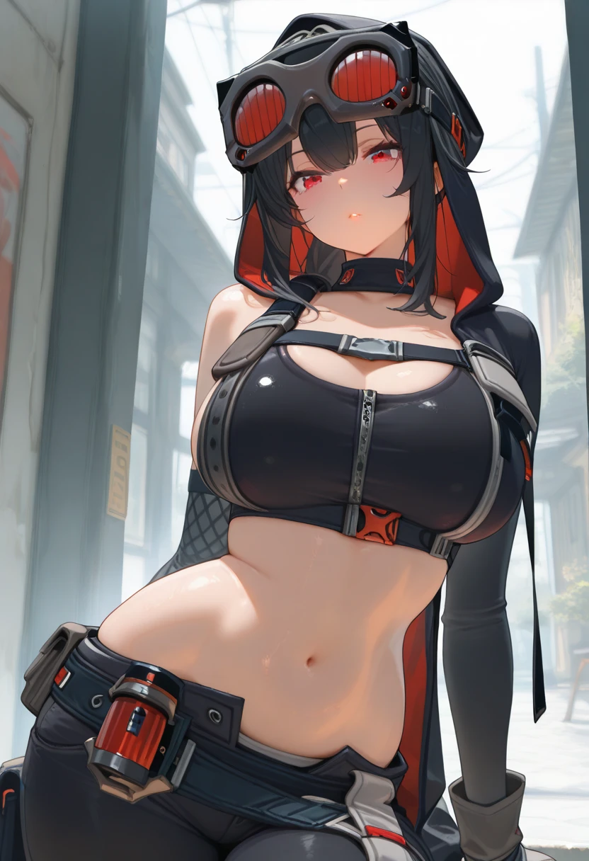 ubel,dark green hair,long hair,side ponytail,hair between eyes,bangs, BREAK (beret, black jacket, open clothes, cleavage, midriff, black shorts, black thighhighs, thigh strap, fingerless gloves, single glove:1.2), Photo,sharpness, F1.6 lens,hyper-realistic textures,spectacular light textures, Cinestil 800 Fashion Mechanics,(((Beautiful woman with left leg restrained and hung by chains))),Appearance,Beautiful girl with accentuated slender abs: 1.1,six-pack abs: 1.1, Bust Botox,Standing on tiptoe, long legs,Long brown hair fluttering in the wind,Brown hair, Long hair, Female Warrior Costume,(No panties,No bra),(tacticul battle fashion,elbow and knee tacticul battle fashion, battle glove: 1.1),((solo,1girl,outdoors,cityscape,standing,ruanyi0308,armor,assault rifle,camouflage,helmet,holding weapon,load bearing vest,backpack,m4 carbine,full body,, best quality,masterpiece,highres,official art,extremely detailed cg unity 8k wallpaper)),The belly comes out and the navel is visible,Thin sheer costume, combat gloves,shredded costumes,cyber long combat boots with golden knee pads,Anatomical,(futuristic sci-fi battle fashion, new elbow and knee cyberpads, new cyberlong boots, new cybergloves: 1.1),(tied perfectly by iron chain), Restraint, Slave, collars, contempt, (Chained), 4 chains hung from heaven, Metallic shackles and fetters, wet crotch clearly visible,((Hands are restrained above the head)), the neck is chained,Chain from left knee to heaven,Chained by rusty iron chains,((the tip is protruding, areolas protruding,The shape of the pubic harearea is clearly visible:1.2)),Sweating,Wet,Wet crotch,Wet thighs,Junkyard, Realistic, (cute, perfect clothes, skimpy clothes, cute: 1.3) ,Vast miritary base in us,((wide mirtary hospital with summer sunlight)), peeling ceilings, Rebar between, Realistic material details, Extreme details, Ultra-realistic materials,narrow waist,(with sparkling eyes and a contagious smile:0.9),looking at viewer,
