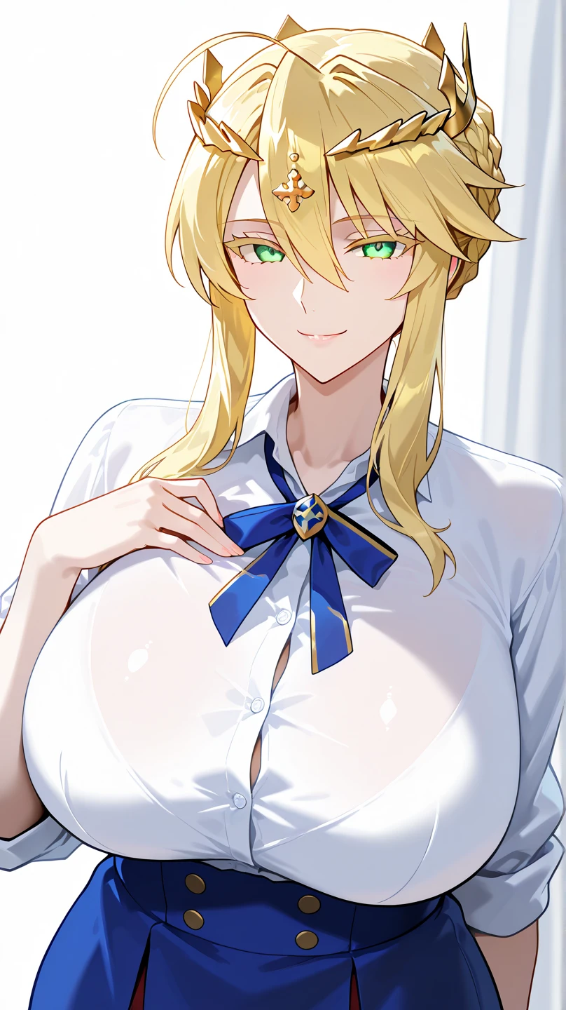 (Masterpiece、of the highest quality、high resolution、8k、16k)、((alone in space、Beautiful goddess、standing posture、floating in the sky like a star))、(whole body)、golden cape、long white dress、His manga、Diamond decoration on front and chest.、gold bracelet、medium long blonde hair、beautiful brown eyes、Elegant and detailed face、Elegant operation、Right hand on the chest、Professional lighting、The universe is full of light.、Countless stars and nebulae、