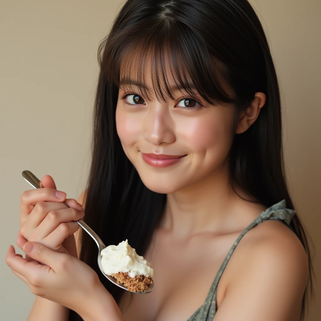 NSFW、highest quality、8K、masterpiece、ultra high resolution、clear pictures、realistic pictures、Photoreal、professional lighting、Cinematography、very short hair、delicate body、small breasts、white underwear、eat soft serve ice cream:1.4、Lick the soft-serve ice cream:1.4、close up of face、Blowjob