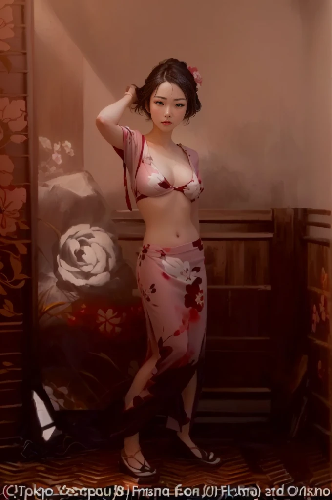 Mature woman, (masterpiece, best quality, extremely detailed 8k, ultra hd, ultra-detailed, highly detailed, highly realistic, photo realistic), (1girl:1.5), (highly proportional head, 1head:1.5), (beautiful realistic face, detailed realistic face), (caramel hair color, high detailed realistic hair, beautiful realistic hairstyle), (beautiful realistic purple eyes, high detailed realistic eyes, proportional eyes, high detailed pupils), (high detailed realistic natural eyebrows), wear glasses, (high detailed realistic lips, beautiful realistic lips, pink lipsticks, light smile), (high proportional realistic breasts, realistic medium breasts), slender body, highly detailed realistic skin, (sweaty skin:1.4), lingerie purple dress, full body view, full body shot, waterfall, lake, trees, grass, rocks, realistic background