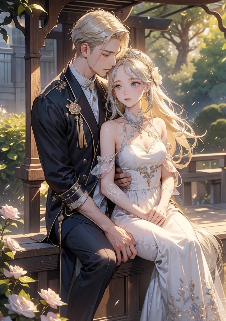 Holding hands and hands、Cute prince boy and cute princess girl、reliance、stumble