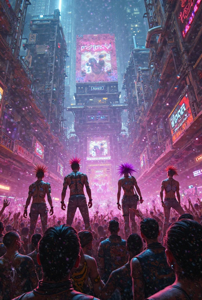 3d Post apocalyptic party reggaeton, alien and human