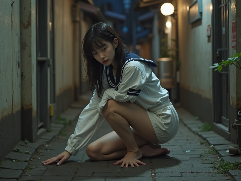 Beautiful Prisoner Barefoot Yellow Prison Clothes Girls Female Detention Center