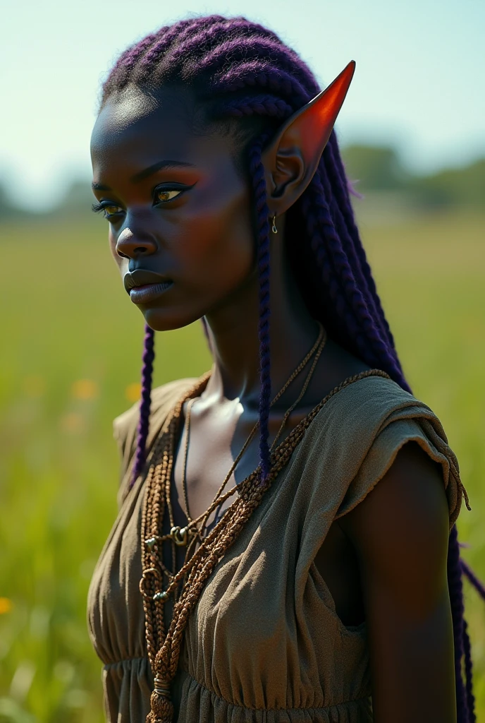 ugly black woman with purple hair in the medieval times