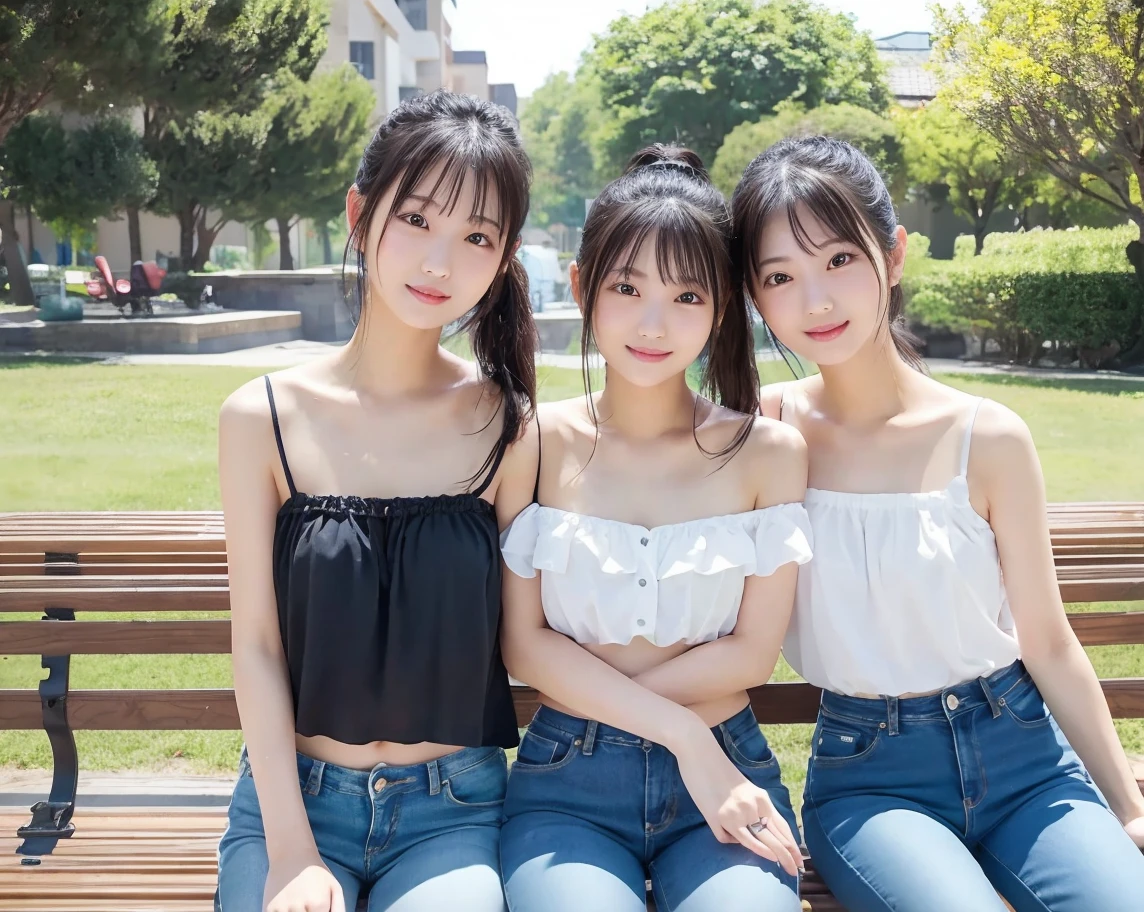 ((top-quality、16k、masterpiece:1.3))、2 girls、Beautiful woman with slender abs:1.3、(Medium short hair、爆乳:1.2)、hyperdetailed face、A detailed eye、二重まぶた、embracing each other、Super Super Mini Skirt、Poses、、b、Skewed clothes、Opening legs、Open your crotch、Real Skin、、A slight smil、koi、hight resolution