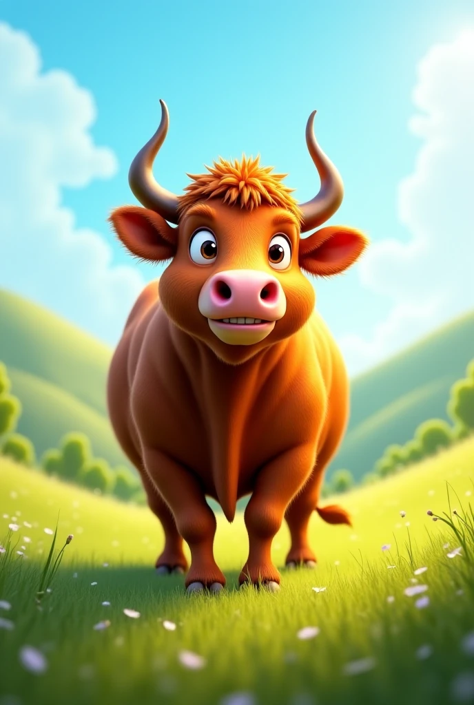 A cow in a mountain landscape <lora:Web_Cartoon:0.8>