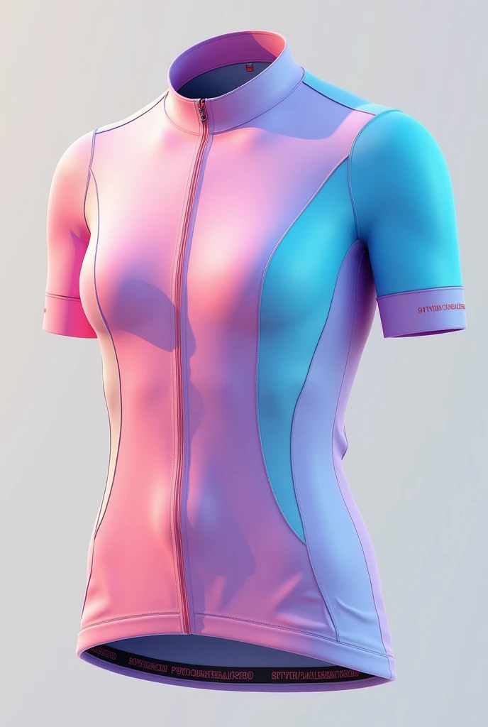 Hello, design me a uniform with a white background, and colors in pink gradient, green mind and purple