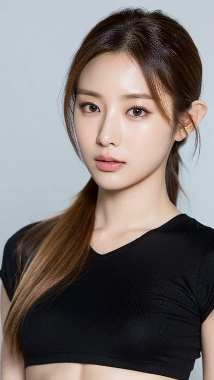 (masterpiece:1.3), (8k, Photorealistic, Raw photo, Best image quality: 1.4), Japanese、(Random Hairstyles:1.2)、Cleavage:1.2、Super detailed face、Attention to detail、double eyelid、Sharp focus:1.2、Beautiful woman:1.4、Light brown hair、Highest quality、masterpiece、超A high resolution、(Photorealistic:1.4)、Highly detailed and professional lighting、Lightweight high neck、indes finger raised、long hair、busty、Sleeveless
