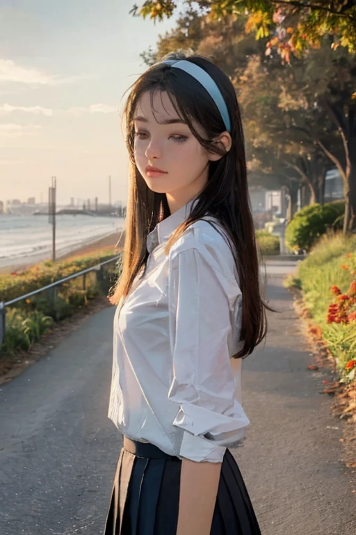 1 Girl,beach,Soft Light,Chinese Beauty,miniskirt,Dark-haired,Length of hair