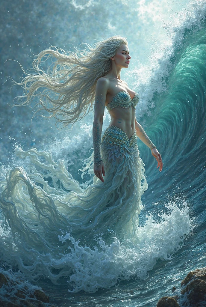 (masterpiece, best quality, high quality, highres, ultra-detailed), 1girl,solo,light_blue_hair,liquid hair, long hair,floating hair, full body, standing,sundress, liquid clothes, water,waves, tsunami,tide,sea,water dress, <lora:LiquidClothesV1fixed:1>, upper body, best quality, 8k, detailed skin texture, beautiful detailed face, intricate details, ultra detailed