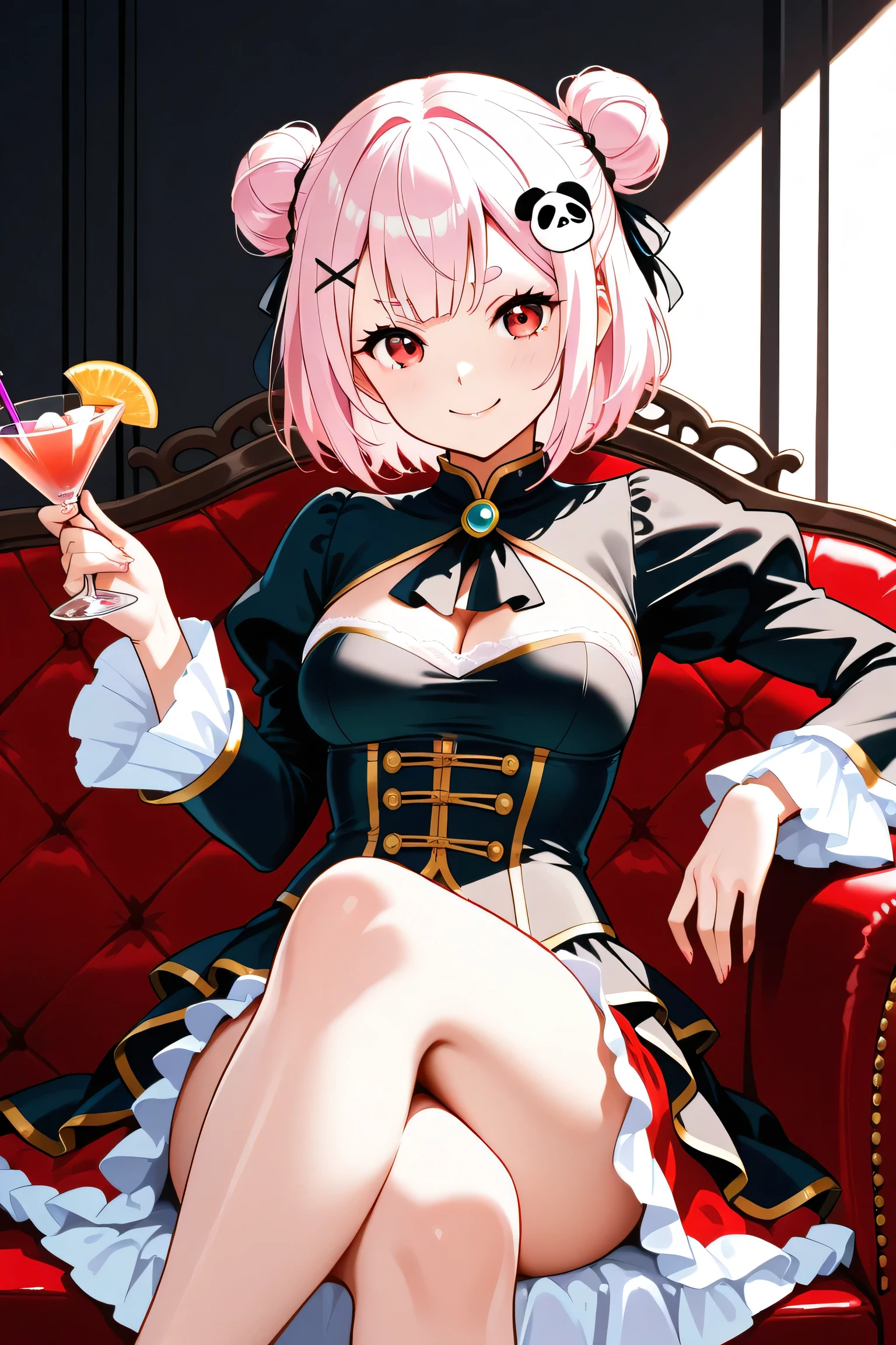 NSFW,7-year-old girl、dirndls、Wearing a collar、Very beautiful and Shining Eyes、Shining Eyes、1 girl、Large Breasts、Big Mouth、high school girl、Cat ear、Transparent pink short hair、