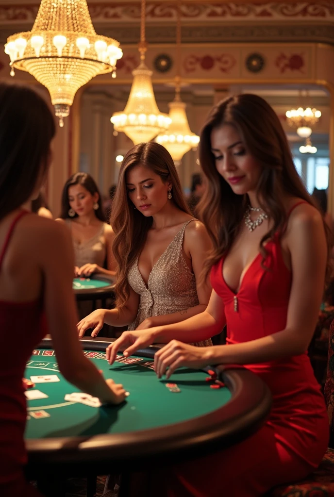 A bunch of pretty young women in various states of undress. They are sitting around a table playing cards (strip poker). Clothes are in the ante pile. They have colorful drinks. TV show
