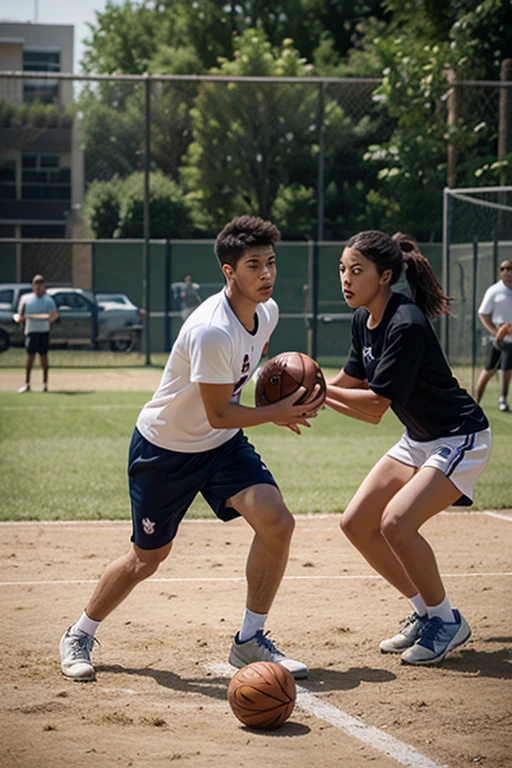 Taylor Swift and Jalen Brunson playing basketball