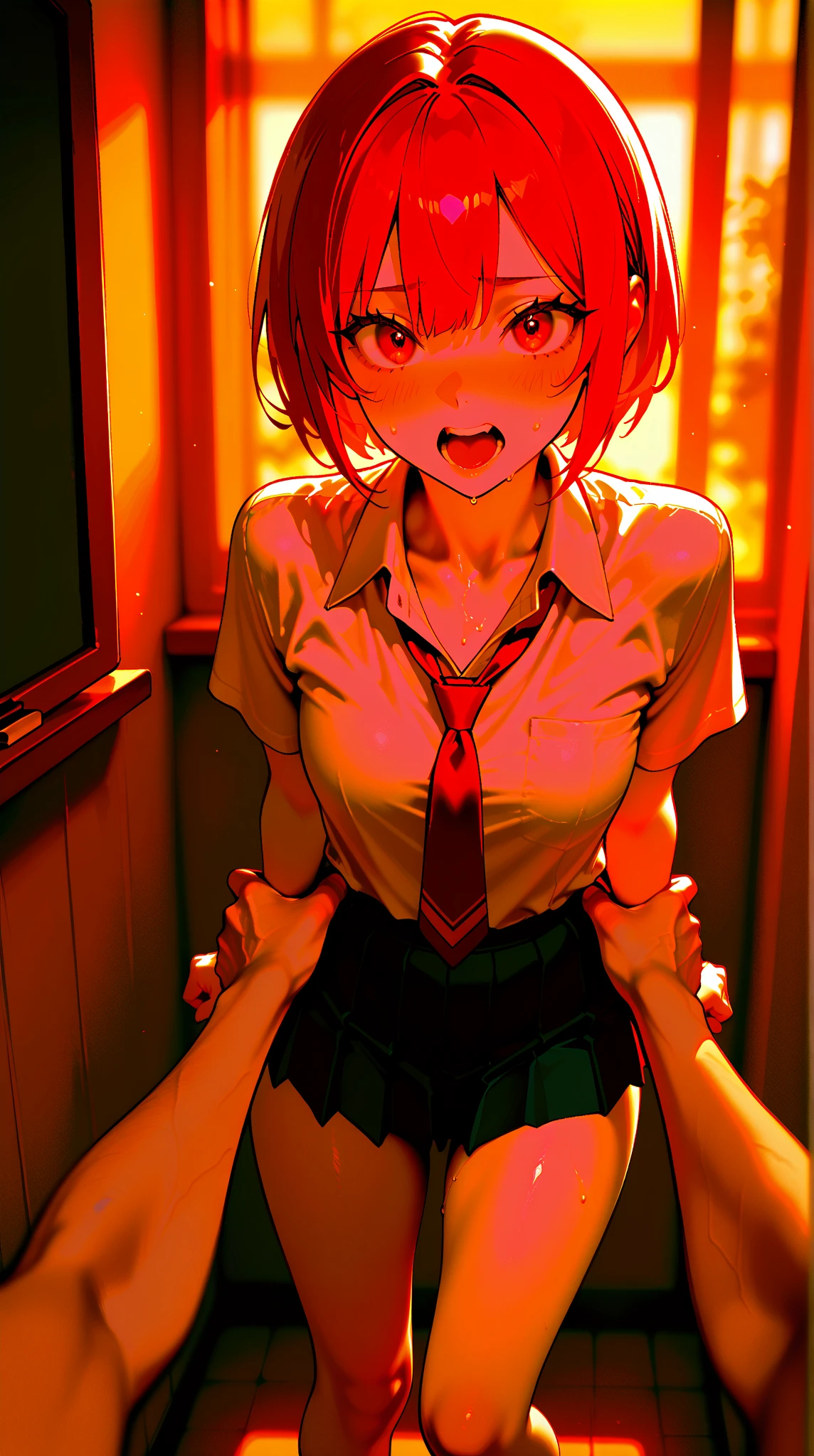 several anime character tits fucked by another and two cartoon hands grabbing them, 1girl, ((sobbing through one's tearst)),breasts, multiple boys, nipples, skirt, small breasts, breast grab, grabbing, group sex, brown hair, long hair,blue skirt, ((open legs)),((cunnilingus)), bald, thighhighs, pussy, censored, oral, blush, 5boys,old man,1 girl, breast sucking,gangbang, vaginal, ((kiss)), hand job, anal, multiple boys,((from side))