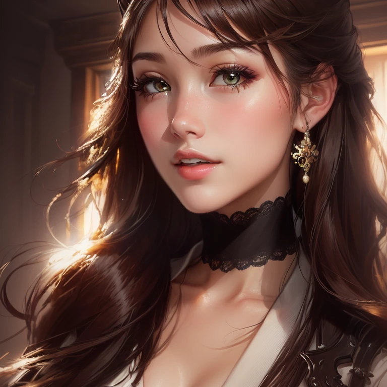 (Pure Color: 0.9), (Color: 1.1), (Masterpiece: 1,2), Top Quality, Masterpiece, High Resolution, Original, Highly Detailed Wallpaper, Beauty, Victorian, Dress, Melancholy, Big Breasts, Sepia Color, 40 years old --auto --s2