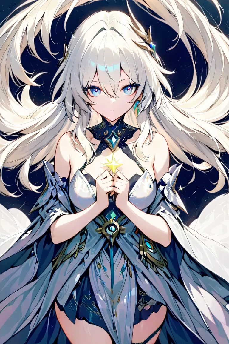Close-up of a woman with long hair and white face, beautiful ราศีเมถุน good and evil, demon anime girl, Gouvice, beautiful gemini twins, artwork in the style of Gouvice, about beauty!!!!!! female devil, Virgo, Kapmoe Yandere Grimdark, Billie Eilish plays Loki, a woman., semi-realistic anime, female humanoid creature