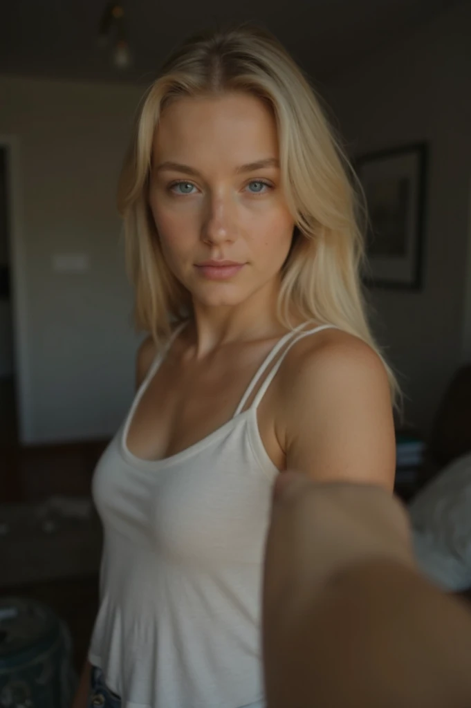 ((ultrahigh resolution, great quality)), (((8k, photo and raw, best quality, masterpiece, hyperrealistic))), incredible, extremely detailed, sharp focus, real person, only one girl, ((1 very girl attractive and beautiful)), (((((Lena Paul's facial features))))), (((((Lena Paul's face))))), (((((long platinum blonde hair))))), ((((green eyes)))), Detailed face, ((twenty one years)), ((model body, sexy body, slim body)), ((((Arafed Woman dressed in the shirt of the Spanish soccer team, red shirt of the Spanish team, Spain shirt, adidas shirt of the Spanish team, lightly made up, only dressed in the shirt of the Spanish soccer team, dressed in the shirt of the Spanish soccer team for Euro 2024, shirt of the Spanish team, sexy t-shirt of the spanish soccer team, selfie, selfie photo, playboy photo style, captivating and tempting, posing smiling, Lena Paul, Realistic, sensual look, sexy, Instagram model, Sensual, sexy smile, sensual posing, natural pose, happy and sexy expression, goddess, perfect physical proportions, standing, hands behind the back)))), ((beautiful smile, sexy smile)), ((perfect mouth)), ((perfect legs)), navel piercing, (Beautiful face), sinuous look, sexy look, half smile, stitching, smooth skin, ((detailed skin)), cinematic lighting, ((perfect detailed and pretty eyes)), ((Highly detailed body, perfect body measurements)), ((detailed and tempting lips)), (((((medium breast))))), ((marking body clothes, Marked breasts, Generous cleavage)), 1 navel, rosy cheeks, ((Juicy and sexy lips, perfect lips)), naughty smile, wild and sexy hair, Full body view, ((masterpiece)), (((best quality))), (((ultra high))), (((hyperrealistic))), (((photorealistic))), Highly detailed CG unit 8k wallpaper, shot style, complex, High detail, Dramatic, Highest Quality Movie Still Image, Masterpiece, Best Quality, Realistic Ultra Detailed Rendering Style, ((Natural Light)), Crisp Characte, DSLR, Fujifilm XT3, intricate details, natural photography