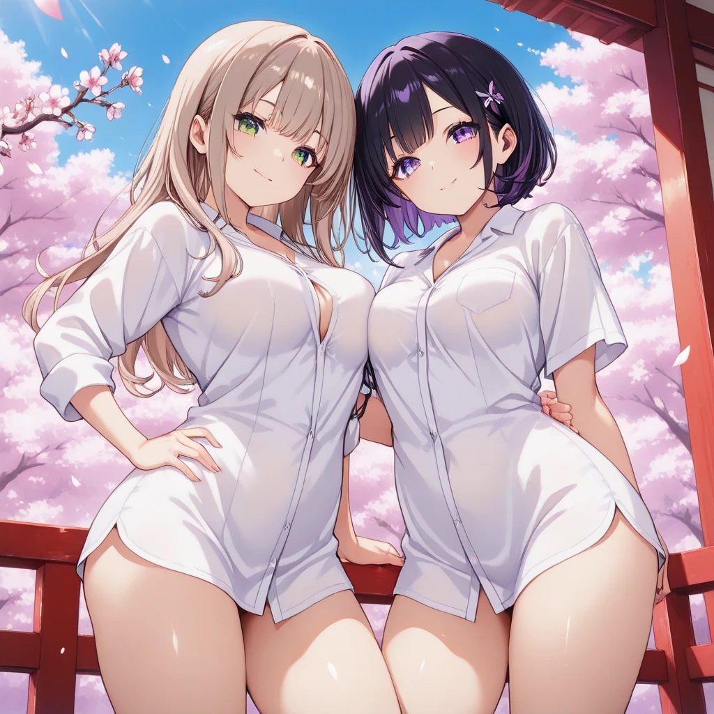 NSFW:1.3, ( With 3 idol girlultiple girls:1.3), Magazine Cover, from back view, look at back, 18year old, looking distantly, Girl lying on tatami floor, (yukata :1.4), (Big breasts), Black hair, Blonde hair, Beige hair, (Bottomless:1.3), ( Tuck-up yukata:1.7 ), Open cloth ,Even before shooting,( Camel toe:1.3 ),( A large amount of semen on the chest:1.3 ),( A large amount of semen on the face:1.3 ),