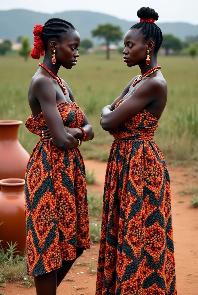 onoff, side-by-side photo, 2 panel, clothed and nude, Ghana woman, wearing a colorful ankara and baggy shorts, dashiki, batik, grafitti, by Steve McCurry <lora:onoffxl.23.10.02:1>
