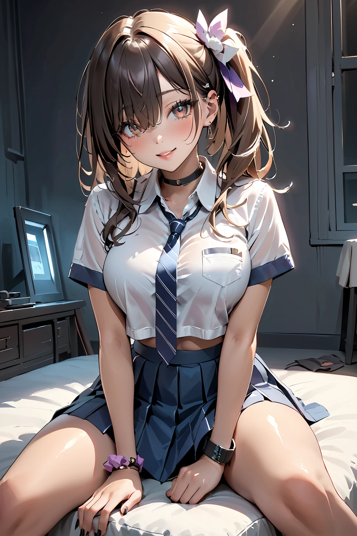 、((((SFW:1.8))))、Stand and spread your legs、 pretty girl, Highest quality、超High resolution、High resolution、Highly detailed CG、8k unit wallpaper、17 years old、Beautiful attention to detail、(((Apartment Room、school uniform)))、(((Ultra shiny latex panties)))、((( Dark Skin ,Pleated skirt , Cleavage ,)))、(Shiny body,:1.5)、 Embarrassing、(Ahegao)、(High school girls、nod)、shy、Sit on the bed, ((night:1.8))