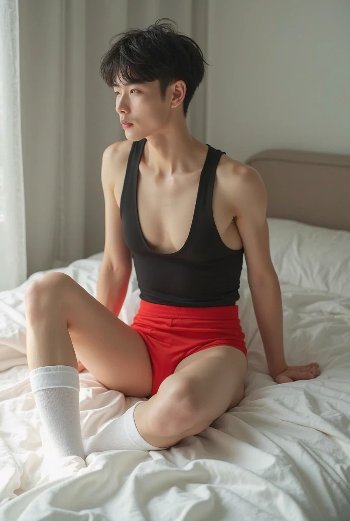 masterpiece, looking at viewer, beautiful eyes, ballet tights, male crotch bulge, beautiful androgynous male, chess ballet, checkmate, your white king will be castrated because you played as white and lost the game, you failed and doomed him
