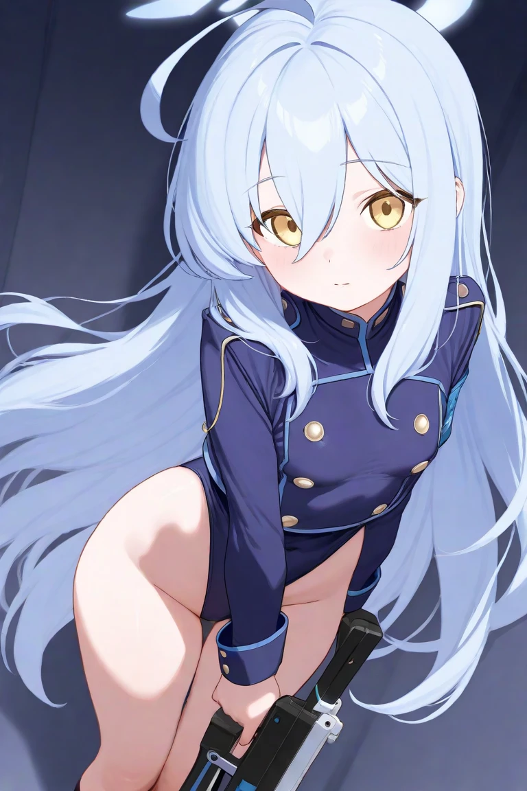 shiroko_bluearchive,slim, dizzy, big-chest, wide hips, perfect waist, day atmosphere, hair ornament,sidewayassms,hand on own ass