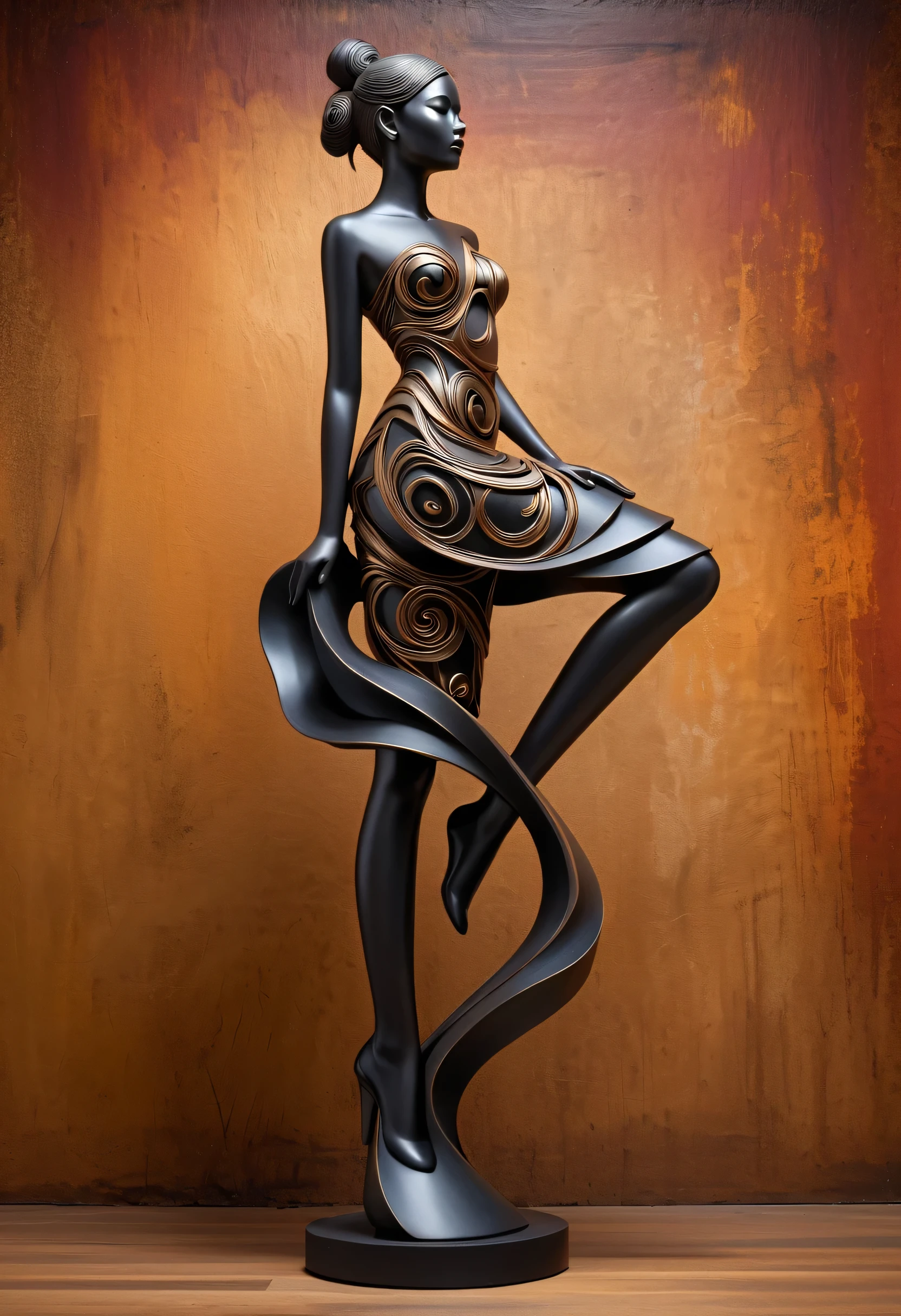 abstract sculpture ,Young woman(Thai style)full body,abstract art,Surreal