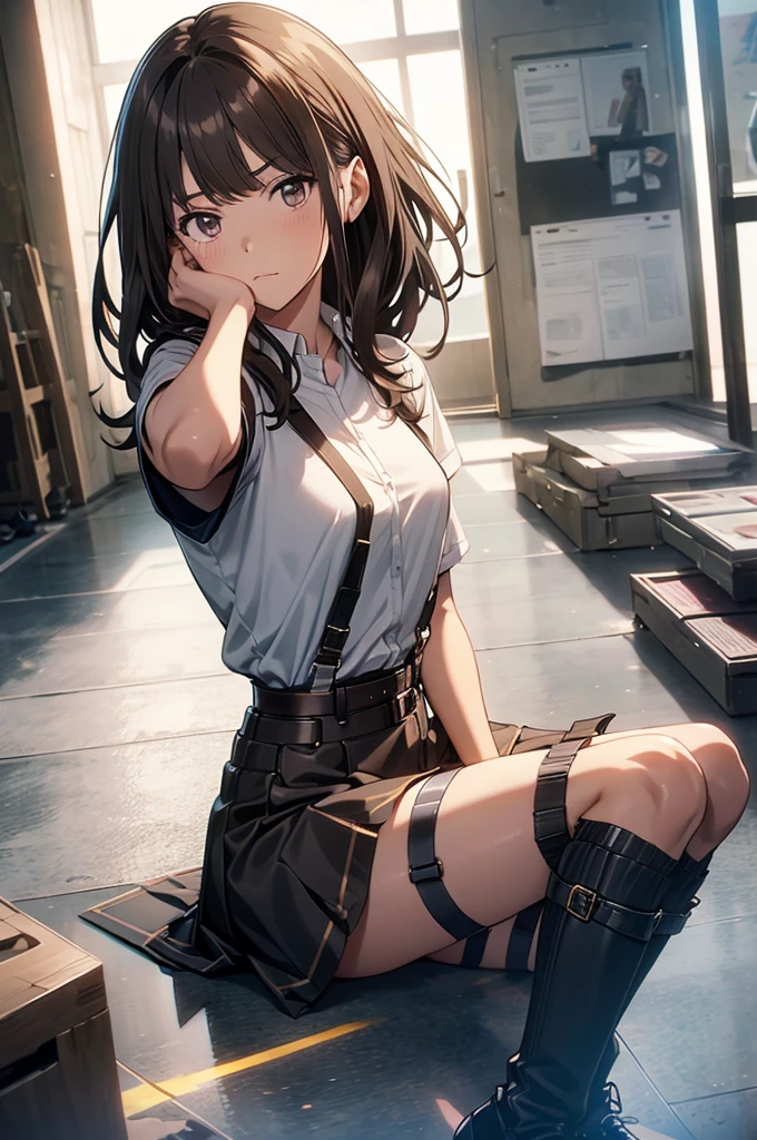 Brown Hair、Staring at the audience Black suspenders bulging big breasts wall: Black mini skirt garter sight Small face Bans holster Beautiful woman Show your hand レッグholster ベッドに横たわる sight Black boots panty shot Taunt side side汗 I arm Full nudity Painting models 15Year old girl