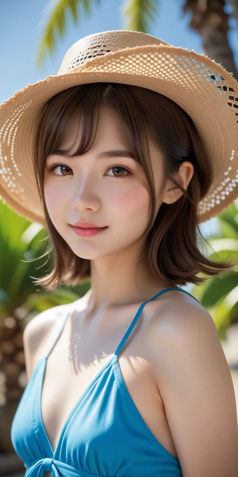one piece、Straw hat、Entering the sea、Sunset Beach、Show the whole body、More sexy and bold poses、(Her windblown blonde hair obscures her pretty face..、Bangs that flow between the eyes、Sexy big 、16 year old cute little Beautiful Face、Shiny, bright, straight, super long blonde hair、Cute and beautiful long, smooth bangs covering the area between the eyes、Long, straight, silky hair、Beautiful young girl with a cute smile、clear, white and Shiny skin、Shiny skin、Beautiful Face、Cheek gloss highlighter、Such bright and beautiful eyes、Very big eyes、Small Face Beauty、Perfect beauty、(Full body 2:1)、JK、information